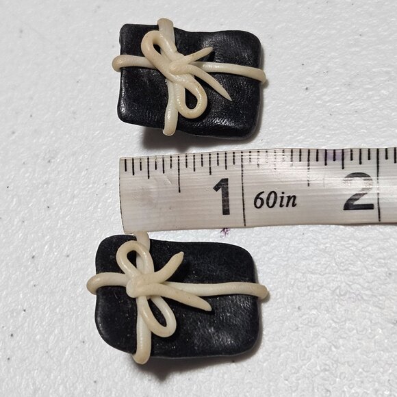 Handmade Gift Wrapped Chocolates Icing Bow Earrings Fashion Jewelry Women - Picture 3 of 3